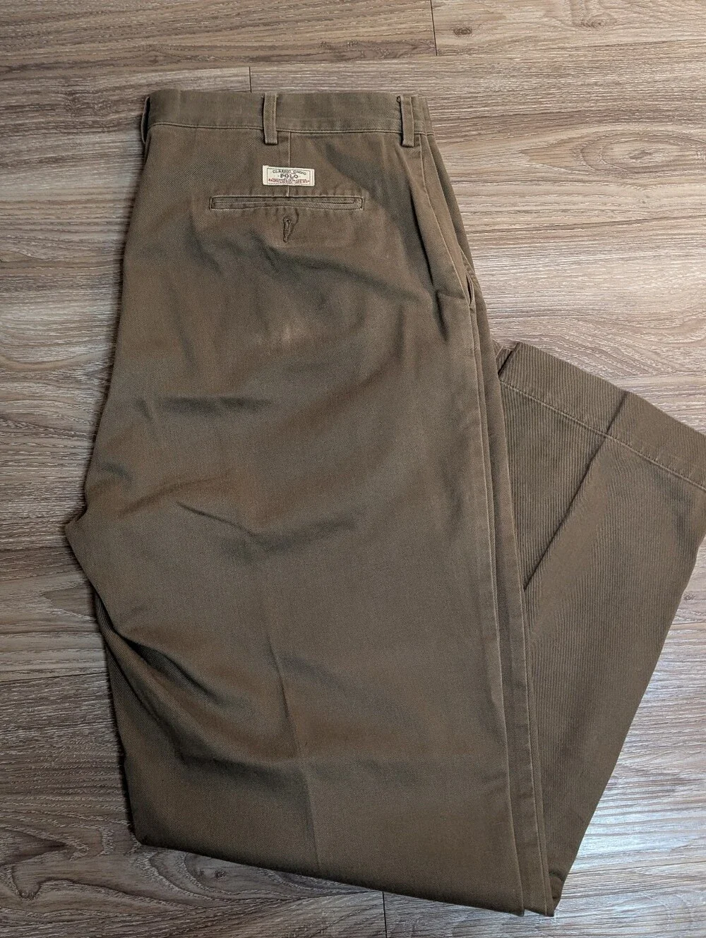 Polo by Ralph Lauren Vintage Brown Tone Flat Front Chino Pants 38